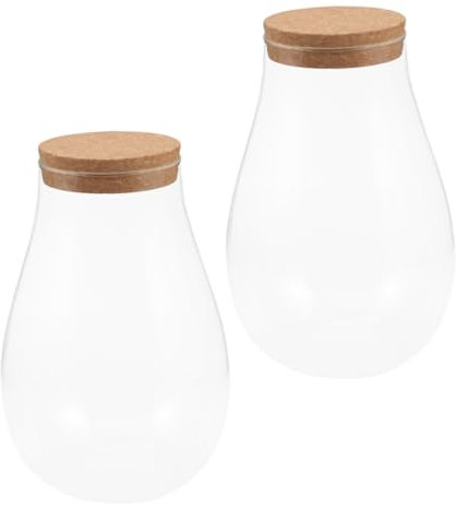 Yardenfun 2stücke Terrarium Flasche Leere Glasvase Für DIY Mikrolandschaften Inkl Korkverschluss Für Pflanzen Und Deko Für Wohnzimmer Büro Und Garten