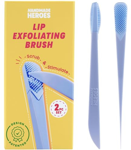 Handmade Heroes Lip Brush, Reusable Lip Exfoliator - Gentle Exfoliant, Use with Sugar Lip Polish and Lip Exfoliator Scrubber for Chapped and Dry Lips 2pc
