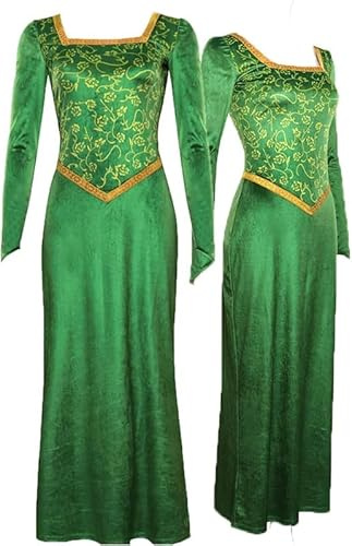Lixinya Princesa Party Film Verde Vestido Medieval Halloween Carnaval Disfraz para Mujer