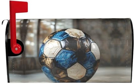Soccer Ball Print Mailbox Cover Durable Oxford Cloth for American Standard & Large Size Mailboxes