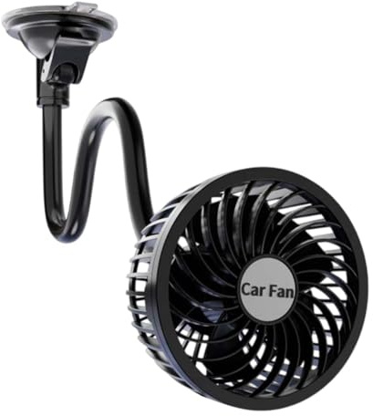 Ventilateur de voiture à ventouse réglable 12 V – Accessoires automobiles puissants rechargeables et portables pour la circulation de l'air pour camions