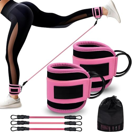 Nicoone - Bandas de resistencia al tobillo para kickbacks, bandas de resistencia para yoga, pilates, musculación, tracción