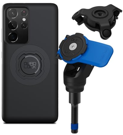 Quad Lock Handlebar Clamp Motorcycle Phone Mount with Vibration Dampener and MAG Phone Case for Galaxy S21 Ultra