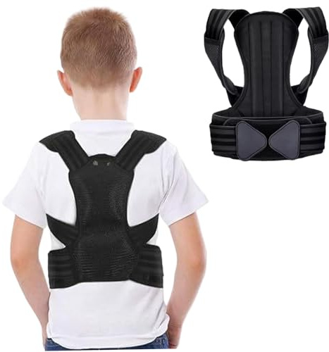 Corrector de postura para adolescentes infantiles, parte superior de la espalda ajustable, aparato de postura para niños/niñas, aparatos de apoyo transpirables para escoliosis, jorobado, alivio del d