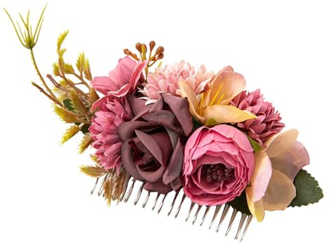 Floraler Haarkamm, Hochzeit Haarblumen - Haarkamm für Strandurlaub - Kunstdarstellung von Rosenblüten - Stylish und vielseitig einsetzbar - Ideal für gebundene Haare im boho - Stil