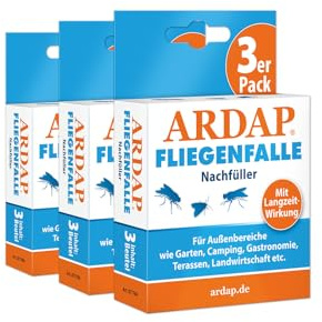 ARDAP Fliegenfalle Außen Nachfüller 3 x 3er Pack - Biologische Fliegenfalle Außen - Natürlicher Anti Fliegen Lockstoff mit Langzeitwirkung – Fliegen Fallen Für Garten, Landwirtschaft (PT19)