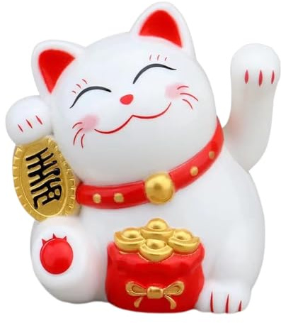 Chat porte-bonheur agitant – Chat porte-bonheur à énergie solaire avec bras agitant | Chat chinois vif et charmant | Statue de chat porte-bonheur Maneki Neko Lucky Cat Bras oscillant