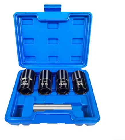 Socket Set, Bolt Nut Remover Extractor 1/2Inch Drive 17-22mm, Locking Wheel Nut Extractor 5-Piece Set For Professional Mechanics(blue)