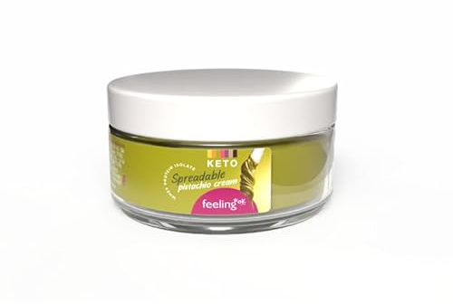 Feeling Ok CREMA SPALMABILKE KETO da 100 Gr alla CREMA al PISTACCHIO - Crema Proteica Spalmabile a basso contenuto di carboidrati e senza zuccheri, ideale per soddisfare la tua voglia di Dieta Keto.