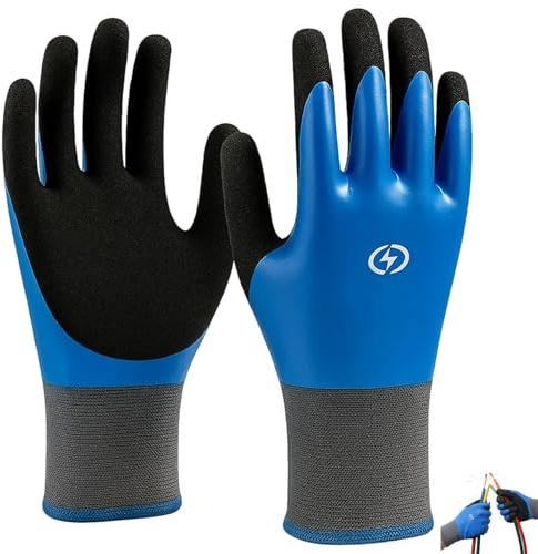 GYTFOG 1 Pair Safety Gloves, Electric Gloves for Electricians, Insulated Work Gloves, Blue Rubber Gloves for Electrical Work, 9.84 x 3.93 Inches