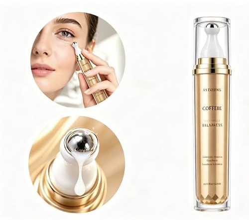 Sérum Crème Yeux À La Caféine,Caffeine & Hyaluronic Acid For Puffiness,360° Ice Rolling Sphere Anti-Cernes & Rides，Hydratation Serum Yeux,Pour Homme&Femme,Contour Des Yeux Fatigués
