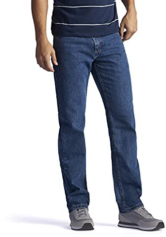 Lee Men's Regular Fit Straight Leg Jean, Medium Stone, 33W x 32L