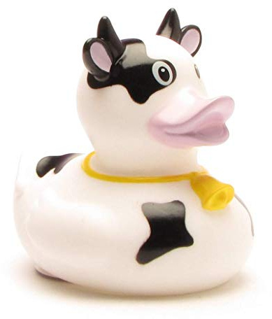 Duckshop I Badeente schwarz-Weisse Kuh I Quietscheente I L: 9 cm I Quietscheentchen I Geschenk für Landwirte I Präsent Sammler