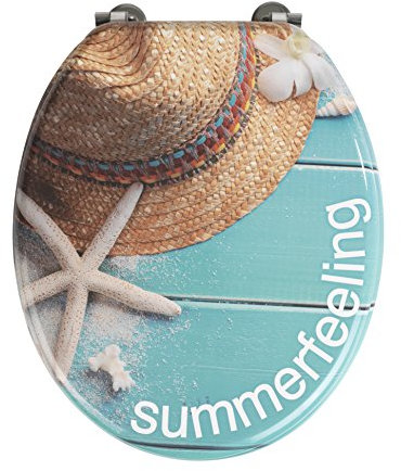 WENKO 22083100 WC-Sitz Summer Feeling, MDF, Mehrfarbig, 43 x 37 x 5 cm