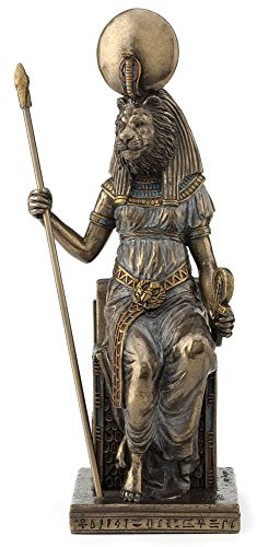 US Ägyptische Dekofigur, sitzend, Sekhmet, kaltgegossene Bronze, 21,6 cm
