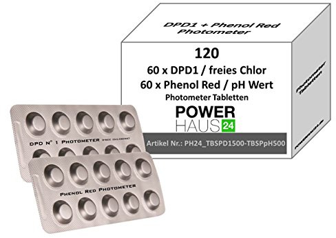 POWERHAUS24® - 120 Photometer Testtabletten - 60 pH Wert Phenol Red und 60 freies Chor DPD 1