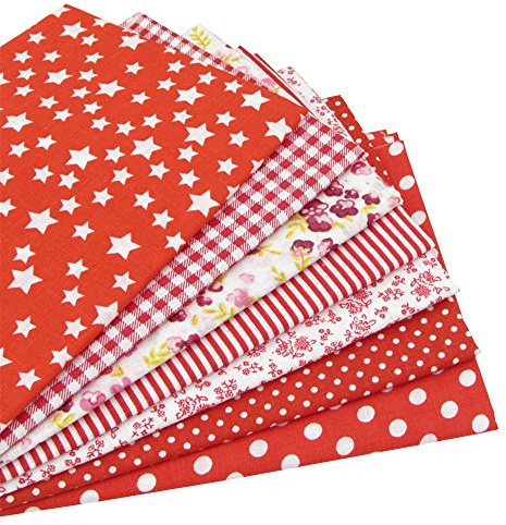 7 Stück 49cm * 49cm rot Baumwollstoff,patchwork stoffe,baumwollstoff meterware,stoffe patchwork stoffpaket