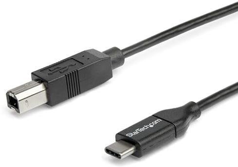 StarTech Cable USB-B a USB-C 2m, USB 2.0, Datos (USB2CB2M) | Conector USB-C reversible de fácil conexión, Compatible con puertos Thunderbolt 3