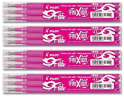 Pilot FriXion Ball Tintenroller 0,7 Ersatzminen Nachfüllminen (12er Set, Pink)