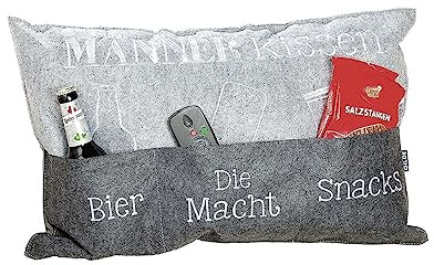 GILDE Kissen Männer Aufbewahrungstaschen Bier Die Macht Snacks grau 40x60 cm