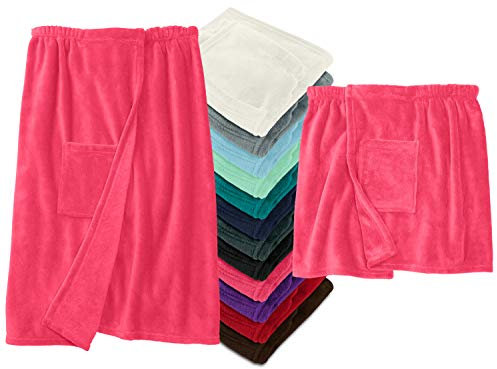 laken24 777.991 - Kilt per sauna con chiusura in velcro, unisex, in pile, Pink, Damen L/XL