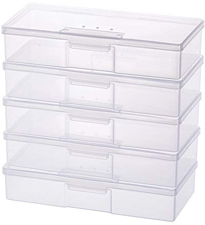 BENECREAT 5-pack 19 x 7,8 x 4 cm stor rektangulär förvaringslåda i plast med luftventil, för modellverktyg, verktygsförvaring, hantverk eller sömnadsverktyg, blyertspenna, smyckesfynd och kort