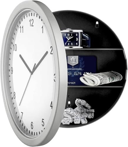 Wincal Reloj de pared Hidde'n Secret Reloj de Pared Caja de depósito Seguro Joyas Objetos de Valor Caja de Almacenamiento en Efectivo