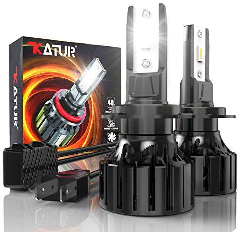 KATUR H7 LED-strålkastarlampor, 80 W 16000 lm 6000 K kall vit 400 % ljusstyrka superljus 360 graders justerbar strålvinkel H7 strålkastare glödlampor konverteringssats IP65 vattentät, 2-pack
