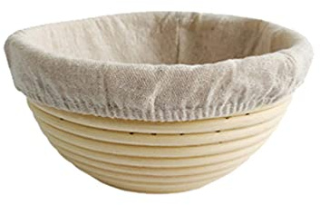 LaoZan Rund Brotkorb Brotkasten Gärkörbchen Korb Für Brot und Teig Gärkorb aus Natürlichem Peddigrohr (Wie das Bild,25 * 8.5)