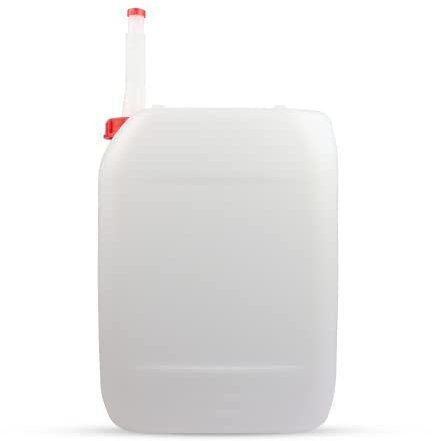 Stapelbarer Kanister Kunststoff UN-zugelassener Kanister fur Benzin/Diesel/Desinfektionsfass/Petrol 20 Liter mit Ausgießer zum Betanken, Transparant