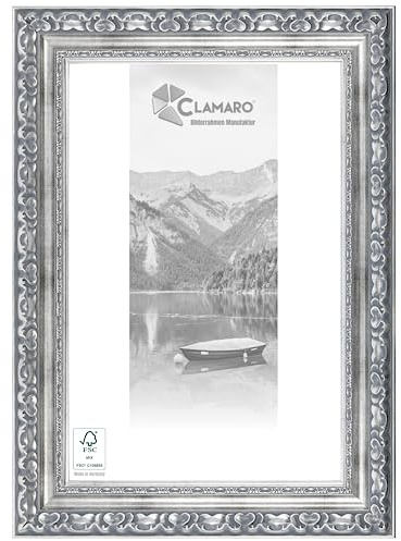 CLAMARO Bilderrahmen Otto Antik Barock, Massivholz, 30x40 cm, Acrylglas | Profilleiste 80 mm breit, Fichte Vollholz, HDF-Rückwand, Metall-Aufhänger, handgefertigt, Made in Germany, stabil