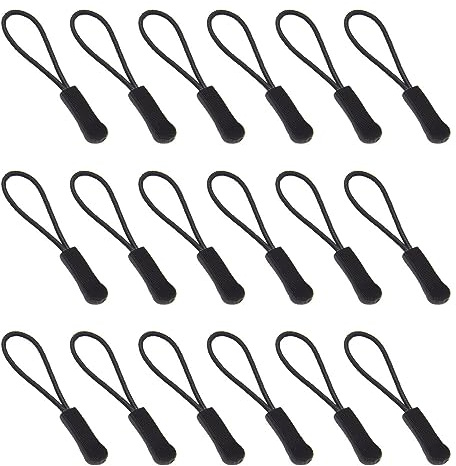 Ruidee 50 Pezzi Cerniera Tira Zip Estensione Cerniera Tag Zipper Puller Sostituzione Tiralampo in Nylon Fascino Tirazip per Zaini,Giacche (LLS/Black)
