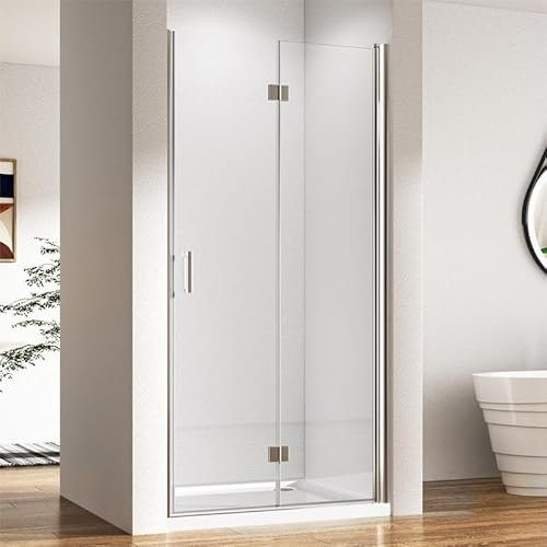Duschkabine in Nische Falttür 70x195cm Faltbar Nischentür, Glas Duschabtrennung in Nische Faltbare Duschwand aus 6mm ESG Nano Sicherheitsglas, Duschtür Dusche Höhe 195cm