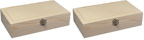 Rayher Holz Schatulle Rahmen, FSC Mix Credit, unbehandelt, mit Metall-Klappverschluss, Größe: 24.70 cm x 14.90 cm x 5.90 cm, 62296000 (Packung mit 2)