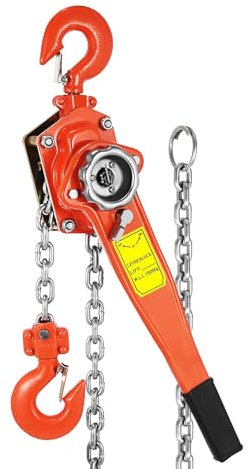 3T Manual Ratcheting Lever Chain Hoist 3M Portable Hand Block Lifting Come Along Puller Pulley Hook Mount