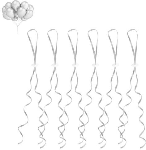 GoldRock Chiusure per palloncini a elio con corda, 50 pezzi, colore argento, chiusura per palloncini, corde per palloncini, spago per palloncini da appendere per feste di matrimonio, compleanno, festa