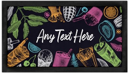 Shopagift Personalised Tropical Summer Cocktails Bar Runner Mat Gift Any Text Any Message for Garden Home Man She Cave Pub Tiki Beer Bar