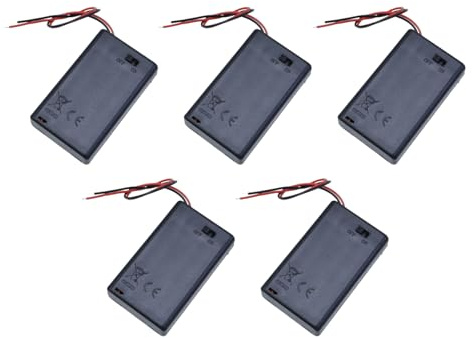 Dahszhi Lot de 3 supports de piles AAA avec fil, supports de piles 1,5 V N° 7 avec couvercle et interrupteur, 5 pièces