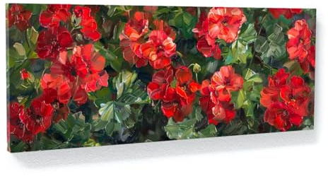 Sense Canvas Lienzo decorativo con diseño de geranio Vibrante Sinfonía 1, decoración del hogar, póster grande de 40 x 16 / 3,8 cm