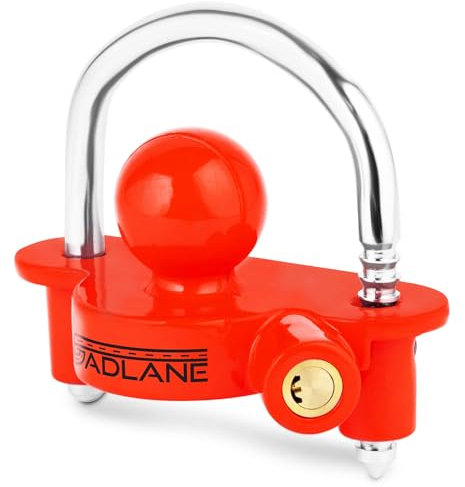 GADLANE Cerradura de enganche de remolque – Robusta cerradura de enganche para caravana con 6 posiciones de bloqueo, incluye 2 llaves (rojo)