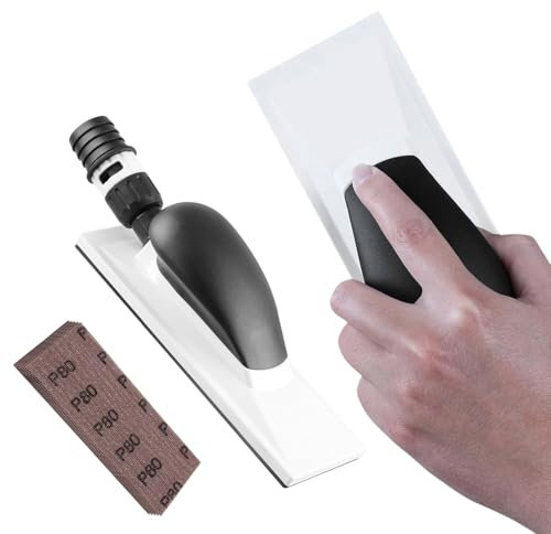 Levigatrice manuale con aspirazione, blocco abrasivo a mano, 200 x 70 mm, blocco abrasivo con 5 strisce abrasive, levigatrice manuale professionale, per levigatura senza polvere, spatola