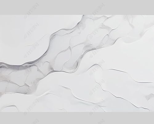 MZOwallpaper Papier Peint Intissé Marbrage Blanc Poster Tableaux Muraux Tapisserie Photo Trompe L'Oeil Salon Chambre Art Mural 200Cm(L) X140Cm(H)