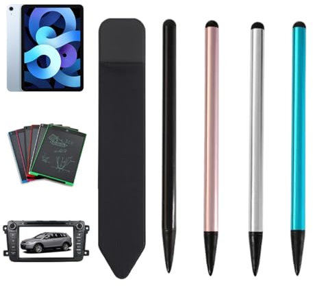 QEXUJOW Punteros para móviles,Paquete de 4 lápices ópticos capacitivos de doble cabezal para pantalla táctil, resistentes, compatibles con ordenadores, teléfonos móviles y tabletas, con estuche negro