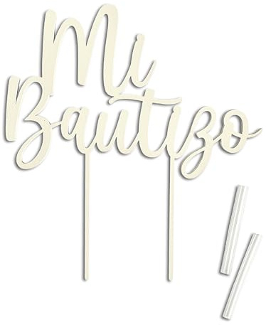 Mopec 16 x 17 x 0,5 cm W46 Cake Topper Holz My Taufe Weiß