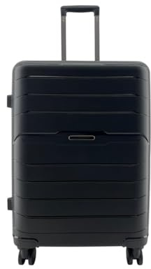 MODELISA - Maleta Mediana De Viaje con 4 Ruedas Giratorias Rígida Equipaje Expandible Polipropileno 24'' 68X45X26,5cm, 70L, 3.02kg (Negro, Mediano)