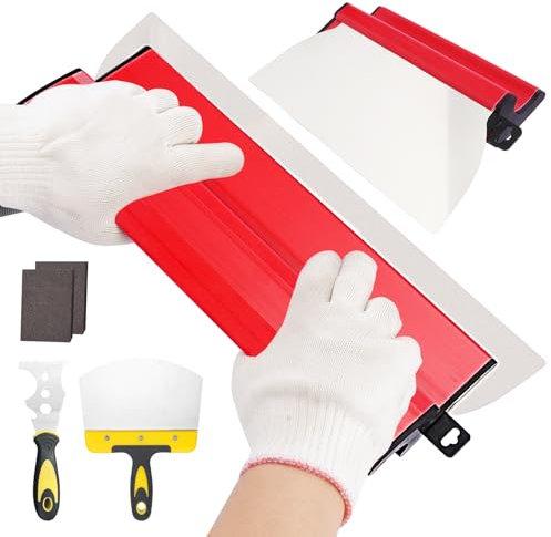 BBWELL Spatole per Stucco,Spatola per Stucco con Impugnatura a Z,Cazzuola Muratore Frattazzo per Rasatura,Incl Spatola Multiuso,2 Spugne Abrasive,Attrezzi per Cartongesso e Rasatura