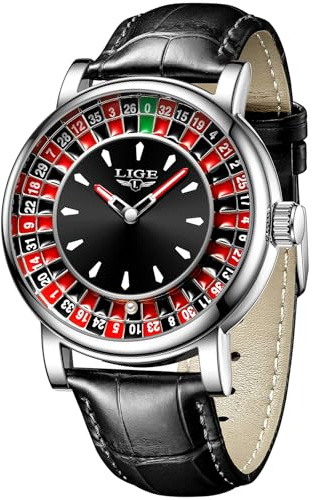 LIGE Orologio Uomo Nero, Orologi Uomo al Quarzo Analogico, Quadrante Smaltato a Bussola Vintage, Impermeabile 3ATM, Lancette Luminose, Regali di Moda Raffinati, Business Elegante Casual