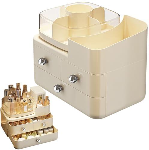 Genérico Caja De Maquillaje,Organizador de Almacenamiento para Cosméticos | Contenedor Con Divisores Extraíbles Y Cajón Para Hogar Viaje Escritorio