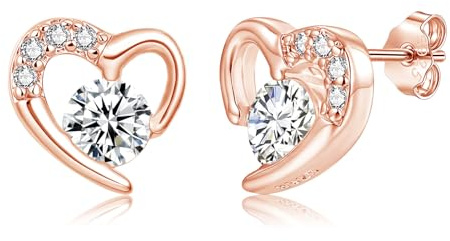 Cangall Ohrstecker Silber 925 Herz, 925 Sterling Silber Herz Ohrstecker mit 5A Cubic Zirkonia, 10mm Klein Schlafen Knorpel Ohrringe Stecker, Hypoallergen Süße Ohrringe Geschenke für Damen Mädchen