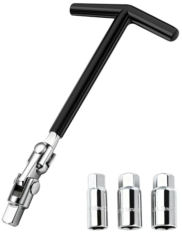IMALPQPP Set Chiavi 4 Pezzi Chiave Candela Universale con bussole 16mm / 18mm / 21mm e T-Grip – Chiave per Candele, Adatta per Auto e Moto